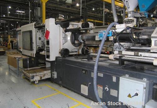 USED: Cincinnati Milacron 550 ton, model VT550, injection moldingmachine, 76 oz. Manufactured 1999. Platen size 49.02" x 49.21".Distance between tie bars 34.25" x 34.25". Max stroke 9.84". Maxdayligh...
