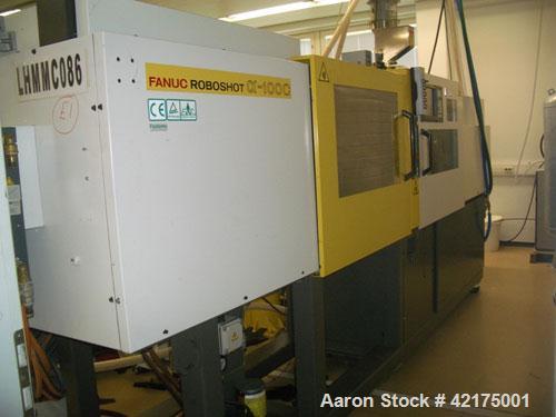 Used Fanuc Roboshot 100 Ton Injection Molding Machine, type Alpha-100C with 28 mm screw. Includes transformer for 380V input power, core pull control, (2) Regloplas mold heaters, 32 mm screw and ther...