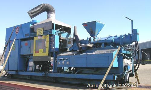 USED: HPM Corporation injection molding machine, model 200IX-6.100-300 US ton clamping force. Minimum 4 ounce shot size. 36,000 psiinjection pressure. SPI robot interface. 1 or 2 mold blow outputs.1"...