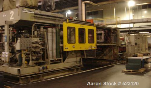 USED: HPM 700 ton injection molding machine, model 700-MKII-110. Overall platen 54" x 54", tie bar clearance 36.5" x 36.5", shot capacity 110 oz, max/min daylight 56"/12", Maco 8000 controller. Year ...