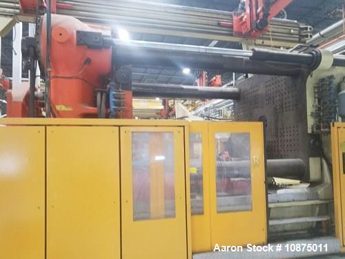 Used Husky Injection Molding Machine, Model Mdl#: QD2350 MMC RS235/235, MFG 2003. 2500 ton capacity, 1613 oz shot capacity. 120.00" x 120.00" platen size, 78.74" x 62.99" distance between bars. Mold ...