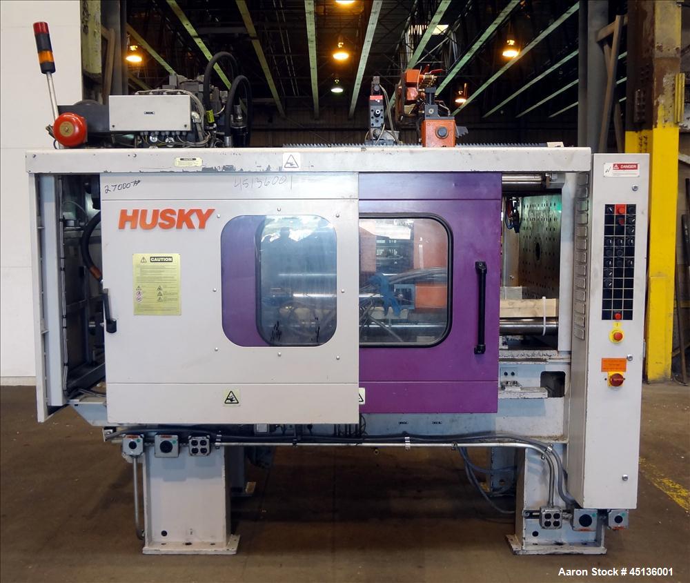 Used Husky 225 Ton Horizontal Injection Mold Machine, Model SX225 R/S 50/50, Serial #11188, Year 1994. Distance Between Tie Bars: 620mm x 620mm. Clamp Stroke  Maximum: 475mm. Mold Shut height: 200 to...