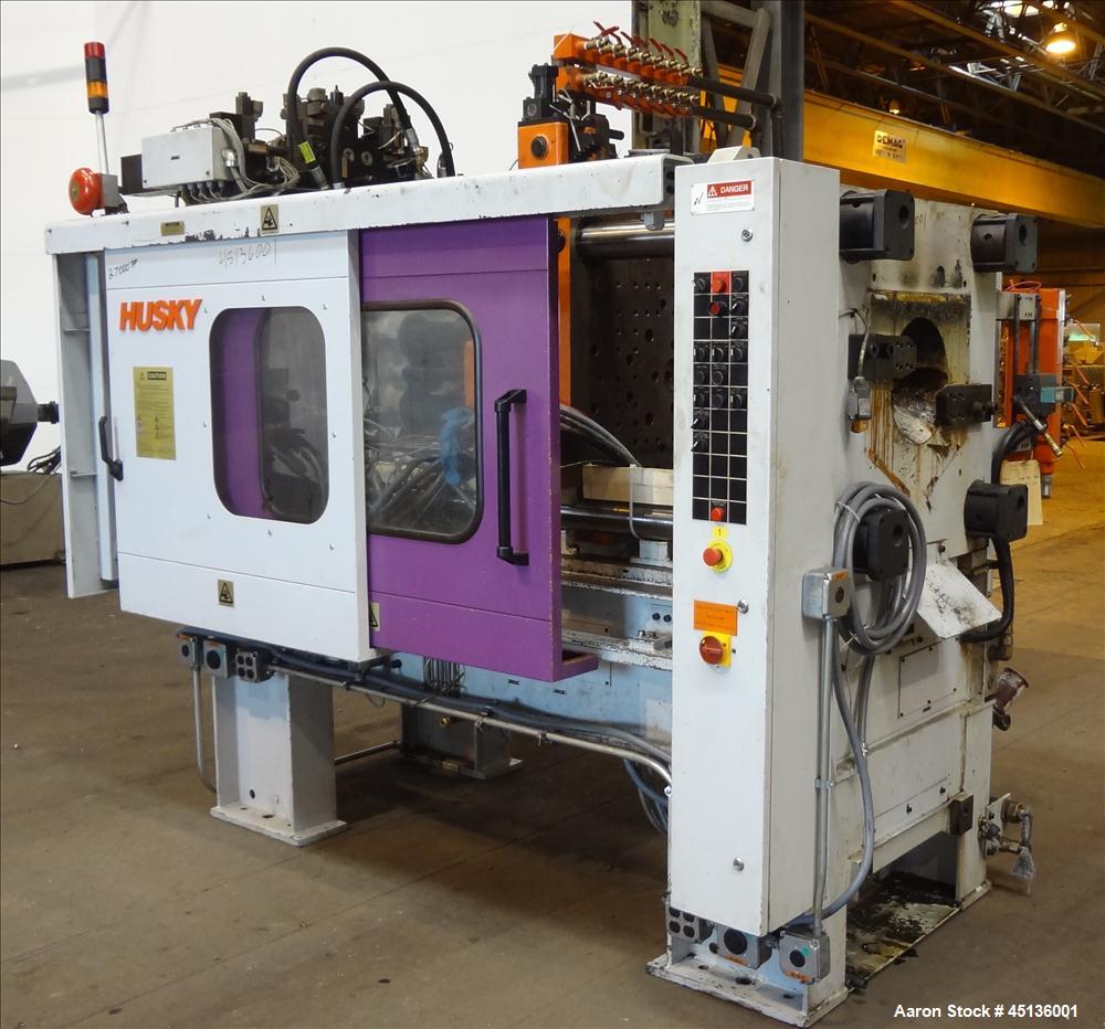 Used Husky 225 Ton Horizontal Injection Mold Machine, Model SX225 R/S 50/50, Serial #11188, Year 1994. Distance Between Tie Bars: 620mm x 620mm. Clamp Stroke  Maximum: 475mm. Mold Shut height: 200 to...