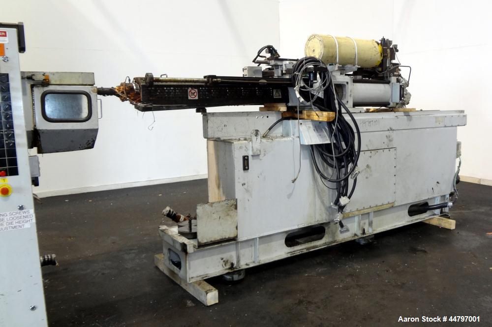 Used Husky Horizontal Injection Mold Machine, 300 Tons, Model SX300 RS60/50. Platen Size: 40.79" x 40.79". Distance Between 4.5" Tie Bars: 28.35" x 28.35". Clamp Stroke: 25.59". Shut Height Minimum/M...