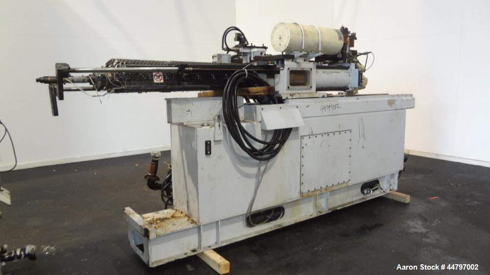 Used Husky Horizontal Injection Mold Machine, 300 Tons, Model SX300 RS60/50. Platen Size: 40.79" x 40.79". Distance Between 4.5" Tie Bars: 28.35" x 28.35". Clamp Stroke: 25.59". Shut Height Minimum/M...