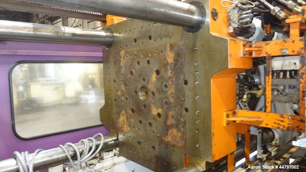 Used Husky Horizontal Injection Mold Machine, 300 Tons, Model SX300 RS60/50. Platen Size: 40.79" x 40.79". Distance Between 4.5" Tie Bars: 28.35" x 28.35". Clamp Stroke: 25.59". Shut Height Minimum/M...