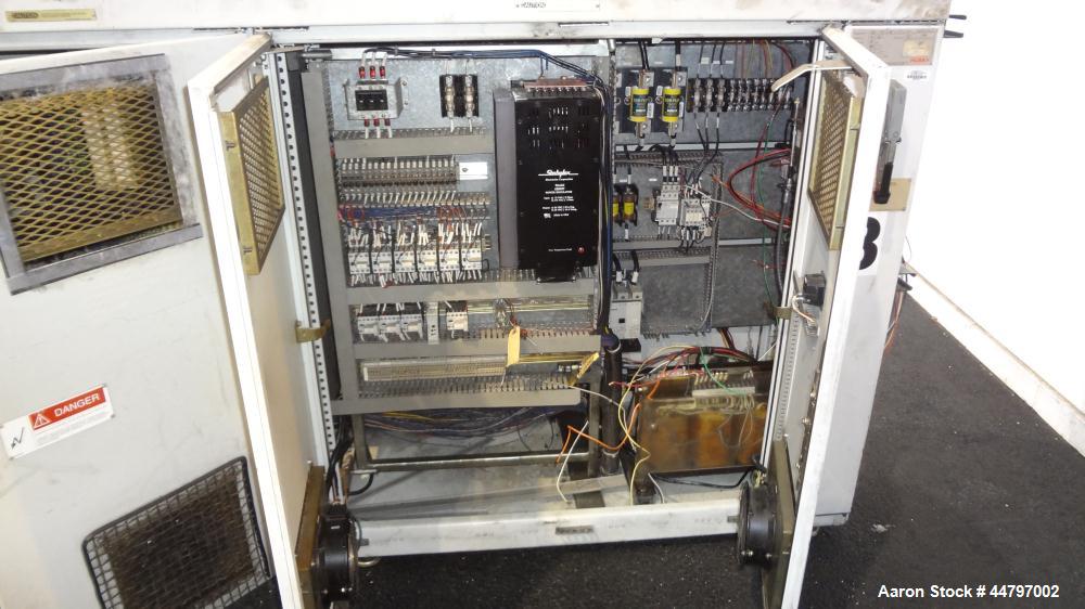 Used Husky Horizontal Injection Mold Machine, 300 Tons, Model SX300 RS60/50. Platen Size: 40.79" x 40.79". Distance Between 4.5" Tie Bars: 28.35" x 28.35". Clamp Stroke: 25.59". Shut Height Minimum/M...