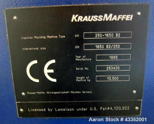 Used Krauss Maffei Horizontal Injection Molder, 250 Tons, Model 250-1650 B2