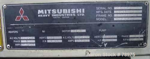 USED: Mitsubishi injection molding machine, model 70/30MSS. 30 ton clamping pressure, 20:1 L/D, platen size 15" (380mm) wide x 15" (380mm) high, distance between 1-3/4" tie bars 10-1/2" left to right...