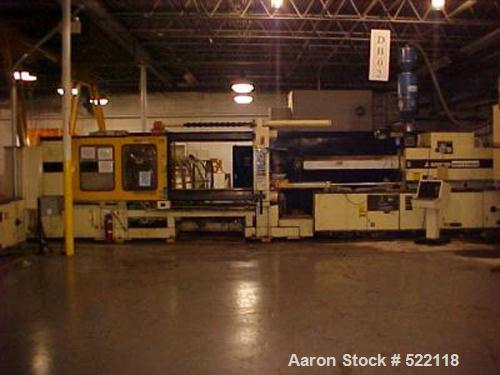 USED: 950 ton, 160 oz Mitsubishi injection molding machine, model 950MG. Mfg 1993. Platen size 60.00" x 60.00". Distance between tiebars 41.73" x 41.73". Clamp stroke 63". Maximum daylight 88.58". Ej...
