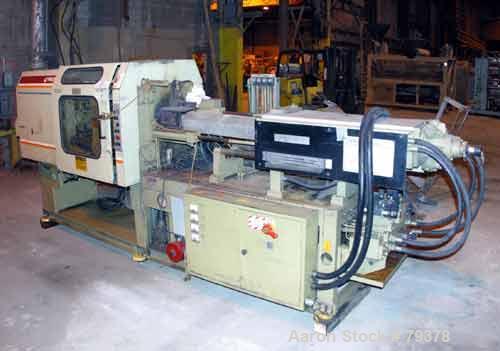 USED: Negro Bossi injection molding machine, model NB-130. Built 1986. 30 ton clamping pressure. Platen size 25" wide x 25" high. Distance between 2-3/4" tie bars 16" left to right, 16" top to bottom...