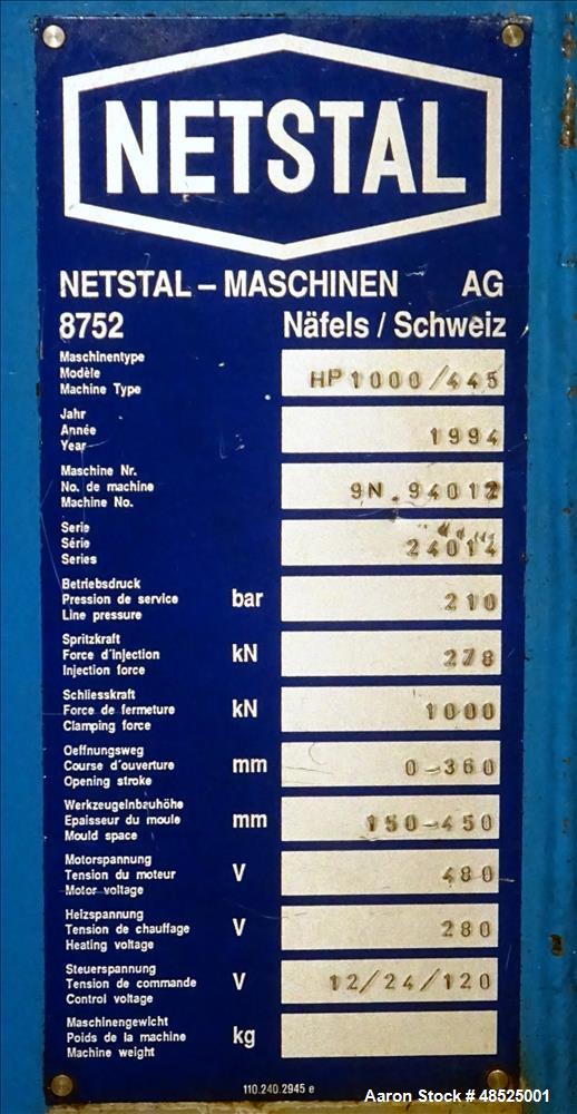 Used Nestal Horizontal Injection Mold Machine, Model HP1000/445