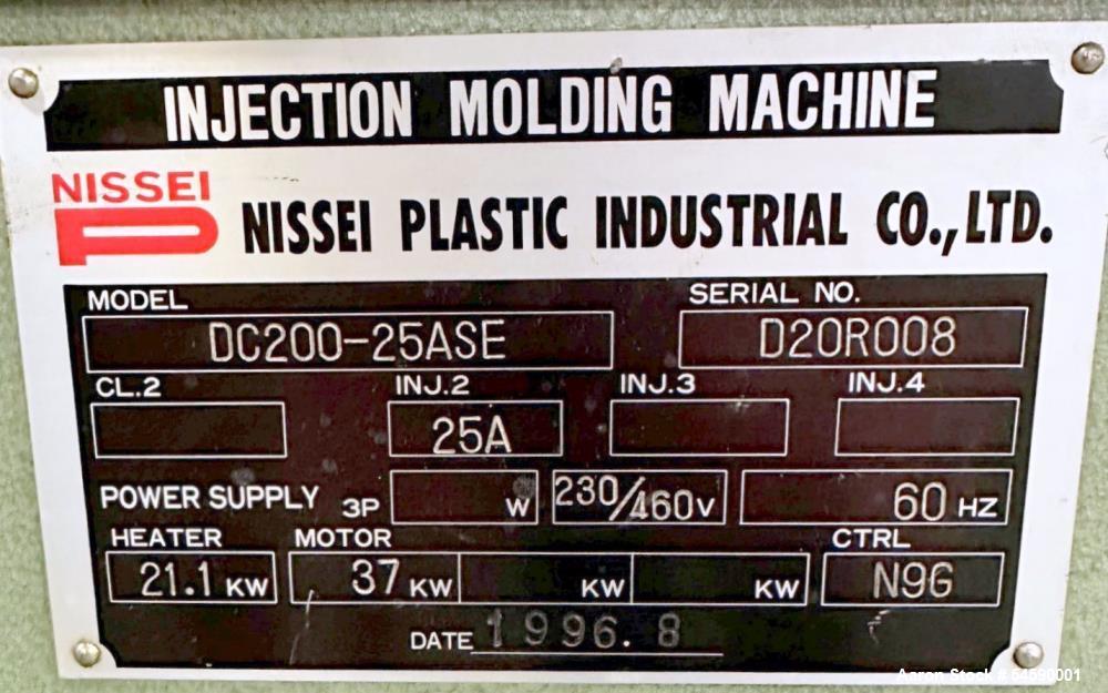 Used 1996 Nissei DC200-25ASE 220-Ton Two-Shot Injection Molding Machine with Yushin Servo Robot