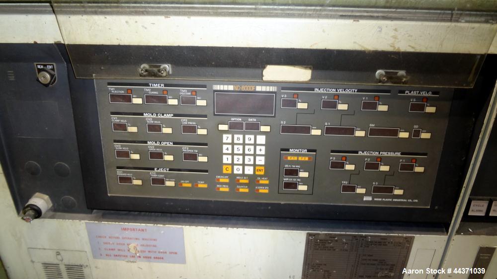 Used Nissei Hydraulic Injection Mold Machine, Approximate 286 Ton, Model FS260S71ASE. Hydraulic Clamp, Shot Size 29.8 Oz., Screw Size 71mm ("C"), Tie Bar Spacing 24" x 24", Platen Size 35-1/2" x 35-1...