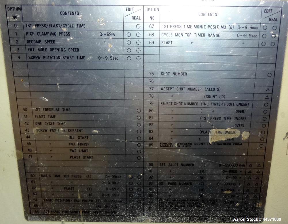 Used Nissei Hydraulic Injection Mold Machine, Approximate 286 Ton, Model FS260S71ASE. Hydraulic Clamp, Shot Size 29.8 Oz., Screw Size 71mm ("C"), Tie Bar Spacing 24" x 24", Platen Size 35-1/2" x 35-1...