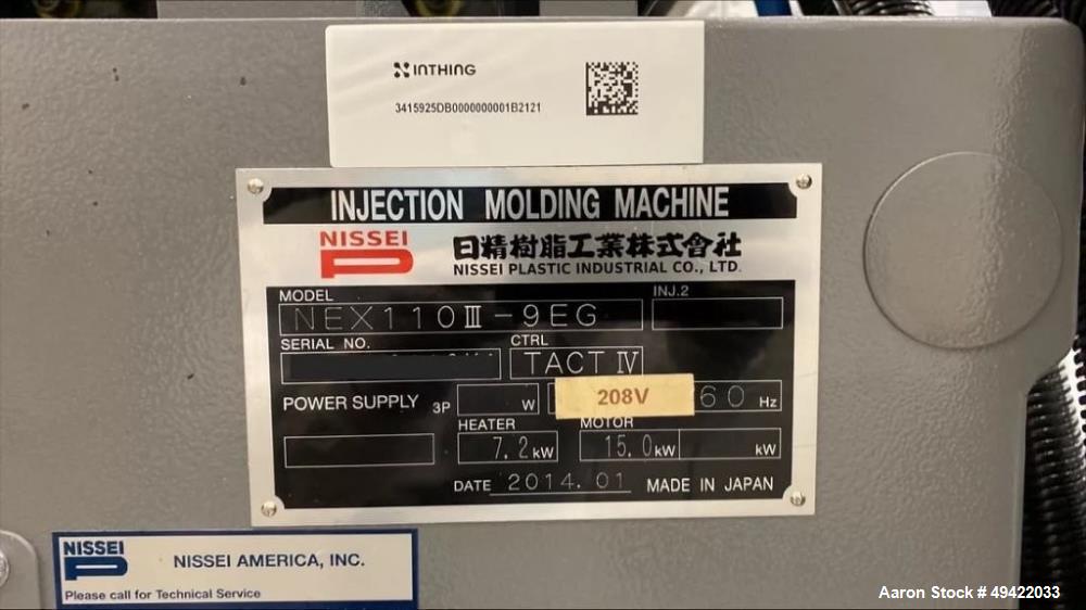Used Nissei NEX110III-9EG 120-Ton All-Electric Injection Molding Machine – 2 Oz Shot with Robot Interface