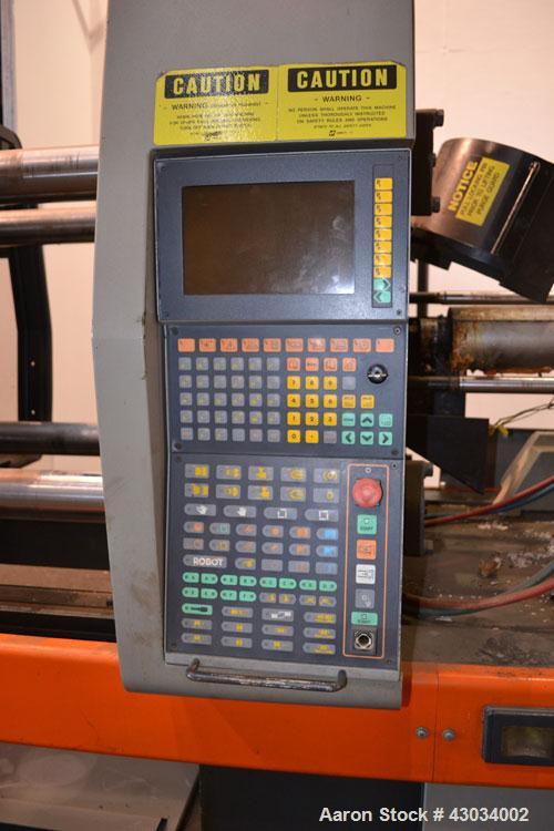 Used Sandretto Series Otto Advantage 175 Ton Toggle Horizontal Injection Mold Machine, Model 430/175. Approximate 3-3/4" diameter tie bars, 20-1/4" x 20-1/4" distance between bars, 30" x 30" platen s...