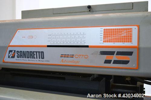 Used Sandretto Series Otto Advantage 175 Ton Toggle Horizontal Injection Mold Machine, Model 430/175. Approximate 3-3/4" diameter tie bars, 20-1/4" x 20-1/4" distance between bars, 30" x 30" platen s...