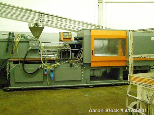 Used-Sandretto Injection Molding Machine, Series Sette 350 T Series 7. Pressure on clamp 15 tons. Complete with a control pa...