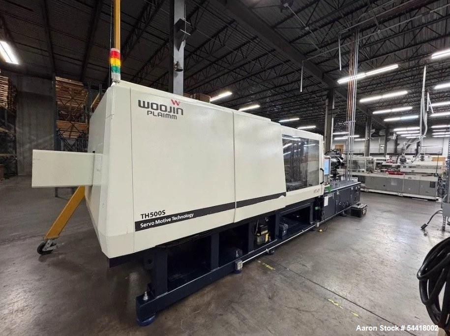 Used Woojin TH500S 496 Ton Injection Molding Machine (2017) with Keba Controls & Core Pull for Heavy-Duty Production