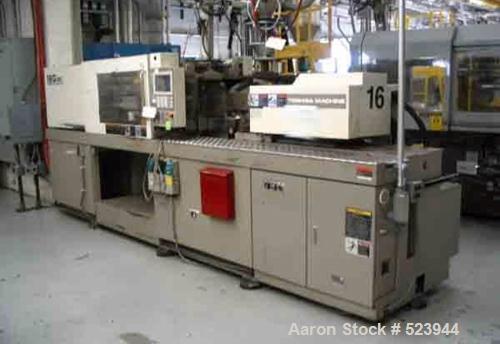 USED: Toshiba 120 ton, model ISG120NV10-2Y, injection molding machine, 3 oz. Manufactured 1999. Distance between tie bars 16.1" x 16.1". Platens 24" x 24". Clamp stroke 21.7". Min/max daylight 7.9/29...