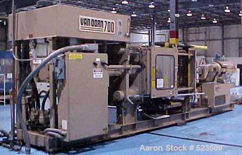 USED: 700 Ton, 80 ounce, Van Dorn injection molding machine, model 700HRS-80F-LP. New 1989. Wide platen. Platen size 62" x 53.50". Distance between tie bars 45" x 36.50". Clamp stroke 44". Maximum op...