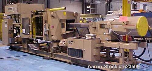 USED: 700 Ton, 80 ounce, Van Dorn injection molding machine, model 700HRS-80F-LP. New 1989. Wide platen. Platen size 62" x 53.50". Distance between tie bars 45" x 36.50". Clamp stroke 44". Maximum op...