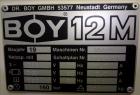 Used Boy Injection Molder, Model 12M. Approximate 13 tons. 160 BAR. Distance Between Tie Bars 259mm. Tie Bar Diameter 35mm. Maximum Plate Distance 300mm. Minimum Plate Distance 100mm. Screw Diameter ...