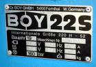 Used Boy Machines 22 S Dipronic Horizontal Injection Molder, 22 Tons, Model 220-52. Approximate 1.12 oz. shot size. Maximum platen daylight 15.75