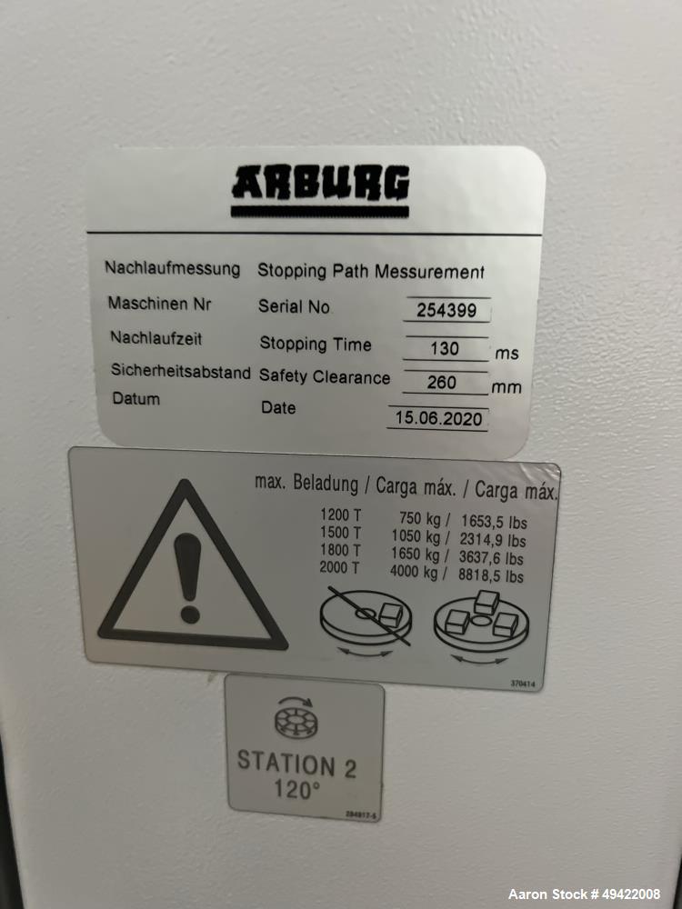Used Arburg 1200T 800-100 Vertical Injection Molding Machine – 88 Ton, Rotary Table, Selogica Controls (2020)