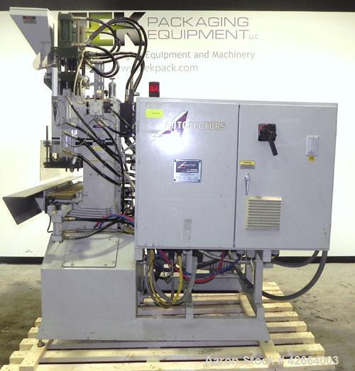Used Autojectors Model VS10-S Vertical Injection Molding Machine. 10 Ton system. Approximate shot size 1.74 oz. Has vertical hydraulic clamp, 1" vertical screw injection, approximate 15 to 1 L/D rati...