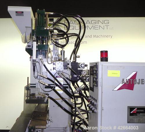 Used Autojectors Model VS10-S Vertical Injection Molding Machine. 10 Ton system. Approximate shot size 1.74 oz. Has vertical hydraulic clamp, 1" vertical screw injection, approximate 15 to 1 L/D rati...