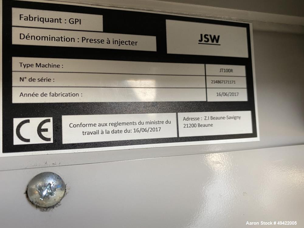 Used JSW JT100RAD Plastic Machinery, Plastic Injection Molding, Vertical
