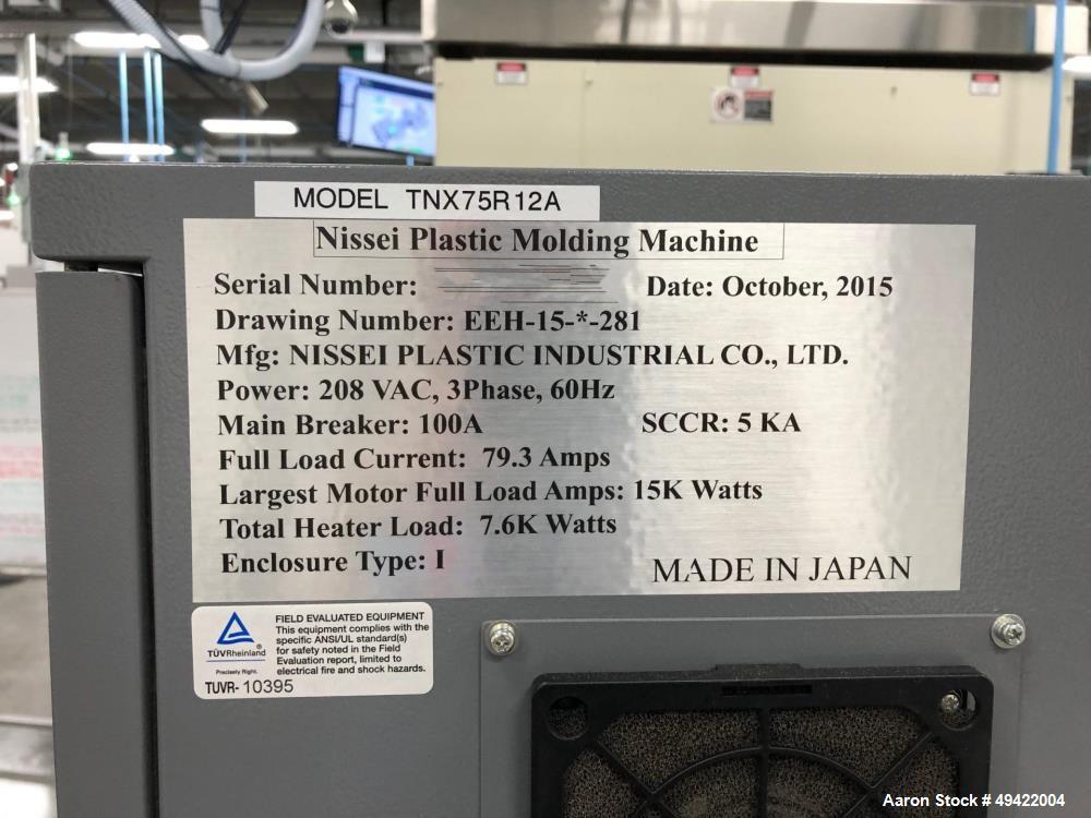 Used Nissei Vertical Plastic Injection Molding Machine, Model TNX-75R-12-A