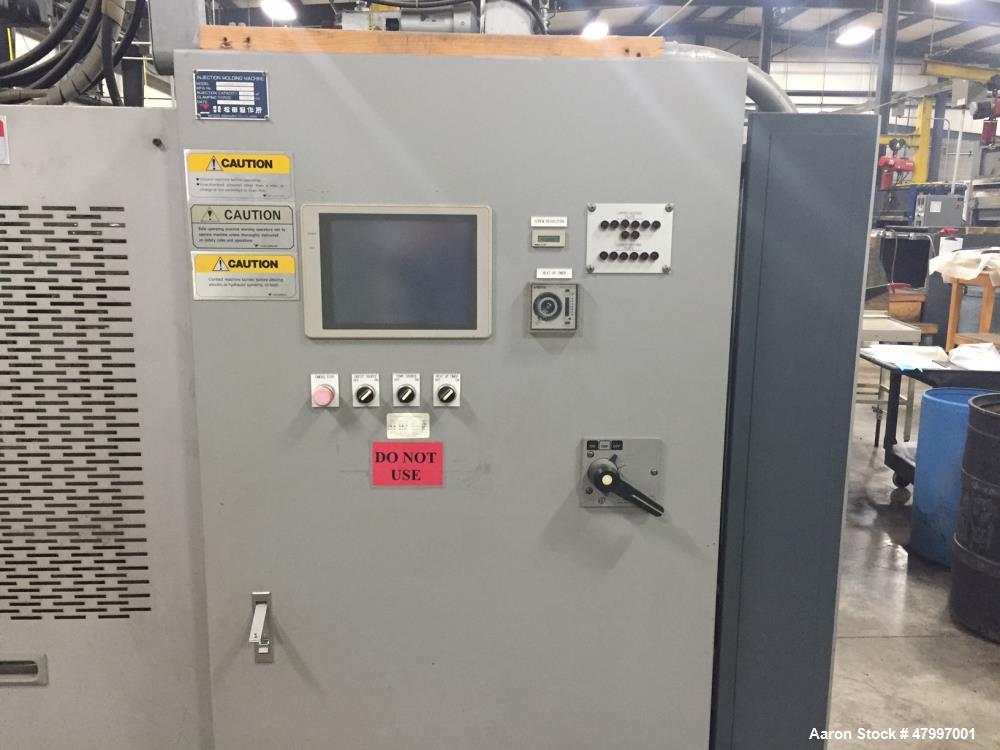 Used Matsuda Vertical Rubber Injection Molding Machine, Model VI-150P(SU)-40-60SPR5-P. 15" x 15", 150 Ton, 1476 KN clamping force. 43 KN mold opening force, 550 mm daylight, 375 mm stroke. 175 mm min...