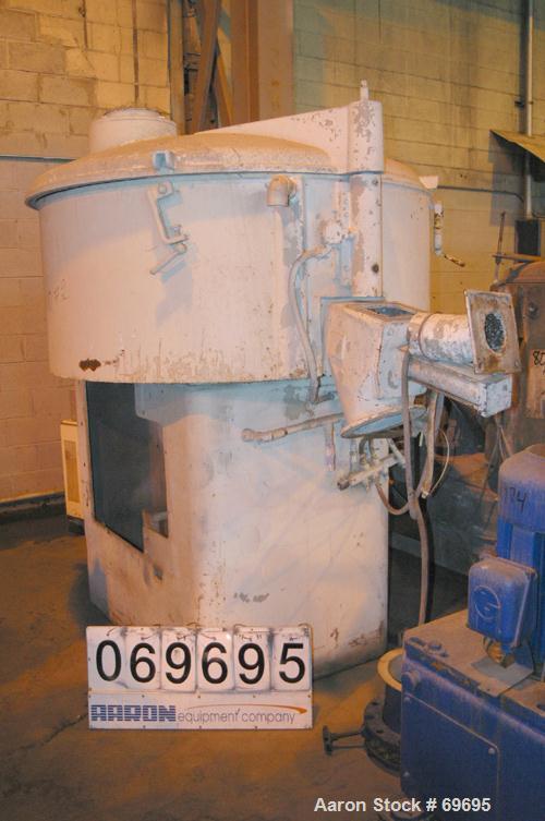 USED: Henschel cooler, model FM500DK, 316 stainless steel. Jacketed bowl 59" diameter x 23-1/2" deep. Swing away top cover with 8", 12" and 5" openings. 1 tier blade. 8" side bottom outlet with plug ...
