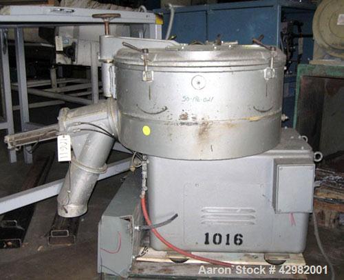 Used Henschel Cooler, Model KM-350, 12.4 cubic feet, stainless steel.  Jacketed bowl 39" diameter x 18" deep.  Single tier paddle style blade.  Full swing away top cover, pneumatic valve discharge.  ...