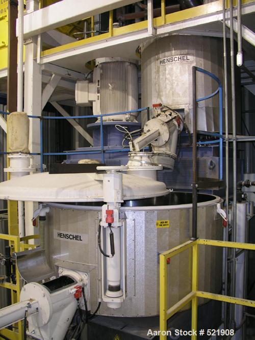 USED: 2130 liter Henschel model KM2200 cooler, new 2001. Has 2 tier blade design. Stainless steel bowl, jacketed. Includes swivel lid and air actuated discharge. Driven by approximately 50 hp, 575 vo...