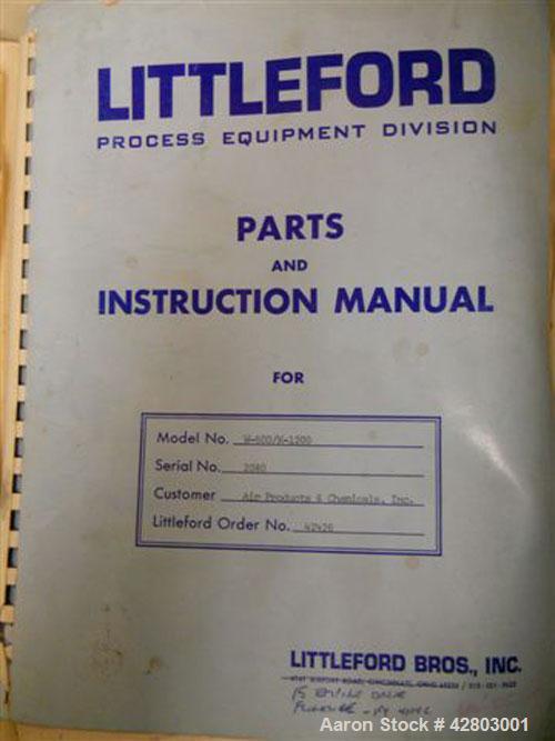 Used Littleford Mixer, model W-600/K-1200. 600 Liter mixer, 1200 liter horizontal cooler, stainless steel, all controls (PLC) and starters, liquid metering pumps for DOP, weigh scale system with cont...