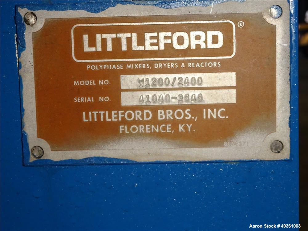 Used Littleford Horizontal Cooler, 2400 Liter, Model W1200/2400