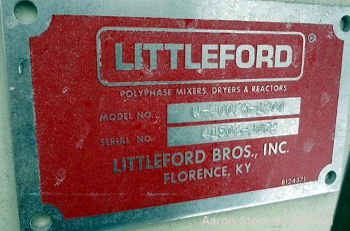 Used Littleford Mixer-Cooler Mixing System Consisting Of: (1) Littleford Model W400 high intensity mixer, 8.8 cubic feet working capacity, 304 stainless steel. Batch weight 220-325 pounds, output 110...