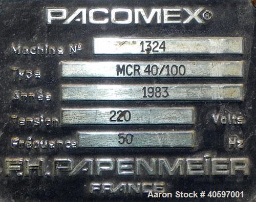 Used Papenmeier Mixer/Cooler Combo, Type MCR40/100, Consisting Of: (1) Papenmeier high intensive mixer, type MCR40, 316 stainless steel, 14.12 cubic foot (400 liter) capacity. Approximate 31" diamete...