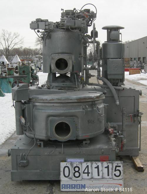 Used Papenmeier Mixer/Cooler Combo Consisting Of: (1) Model TS160 high intensity mixer, 316 stainless steel. Carbon steel jacketed bowl 23" diameter x 24" deep. Swing away top cover, 3 tier blade, 8"...
