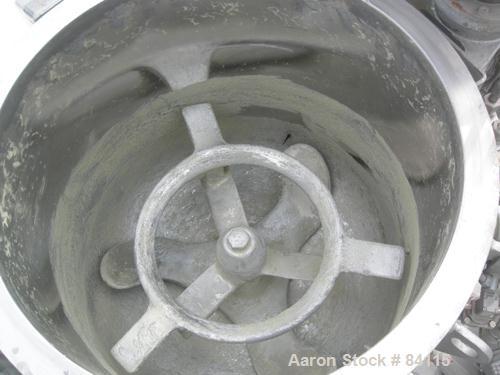 Used Papenmeier Mixer/Cooler Combo Consisting Of: (1) Model TS160 high intensity mixer, 316 stainless steel. Carbon steel jacketed bowl 23" diameter x 24" deep. Swing away top cover, 3 tier blade, 8"...