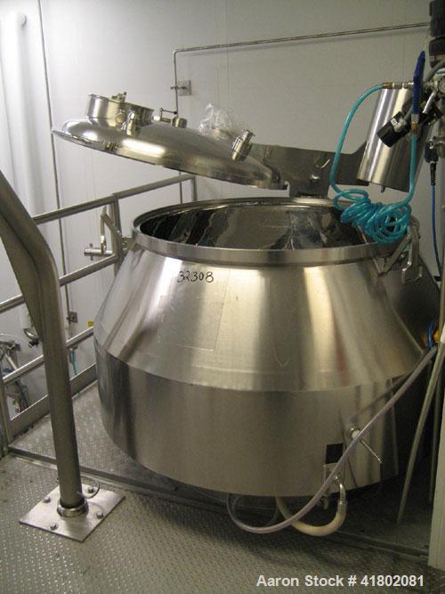 Used GEA Niro High Shear Mixer, Model PMA1200, Stainless Steel Construction. 45 kw 500 volt DC main motor, 20/15 hp 480 volt high speed chopper, control panel with digital user interface, with CIP sy...