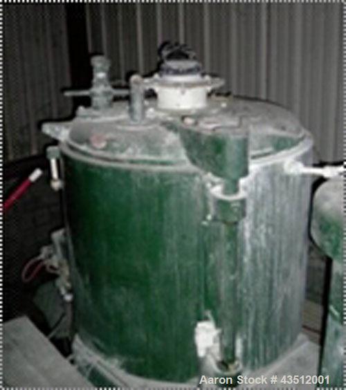 Used Henschel High Intensity Mixer, Model 115JSS, 500 liter, stainless steel. Two tier blade with baffle on cover. 36" diameter x 29" straight side. 10" outlet. Driven by an 890/1775 rpm motor.