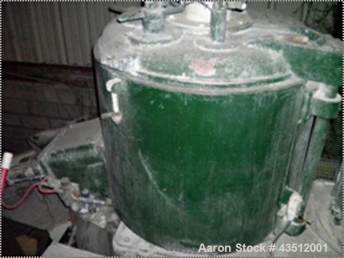 Used Henschel High Intensity Mixer, Model 115JSS, 500 liter, stainless steel. Two tier blade with baffle on cover. 36" diameter x 29" straight side. 10" outlet. Driven by an 890/1775 rpm motor.
