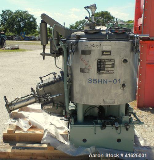 Used MitsuiMiike Machinery Henschel High Intensity Mixer, Model FM-300J/1, 300 Liter Capacity, Chrome Construction. 31-1/2" diameter x 26" deep, jacketed bowl. Swing away top cover with baffle, 2 tie...