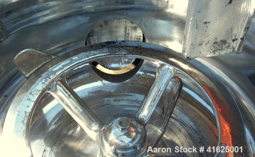 Used MitsuiMiike Machinery Henschel High Intensity Mixer, Model FM-300J/1, 300 Liter Capacity, Chrome Construction. 31-1/2" diameter x 26" deep, jacketed bowl. Swing away top cover with baffle, 2 tie...