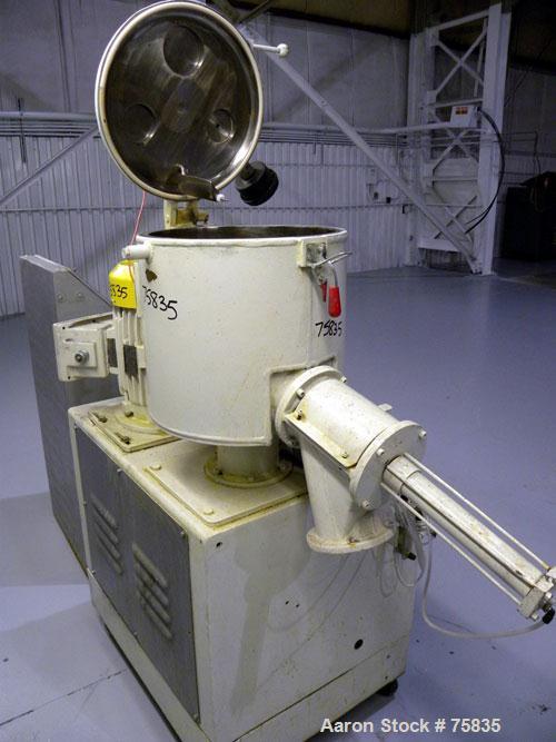 Used Henschel High Intensity Mixer, Model FM 40D, 321 Stainless Steel.32 Liter (1.1 Cubic Feet) Working Capacity ( 40 liter/1.4 cubic feet total). Carbon steel jacketed bowl, 15" diameter x 14" deep,...